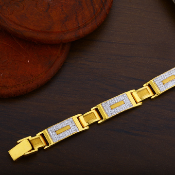 Mens 22K Gold Fancy Broad Cz Bracelet-MPB28