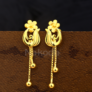 916 Gold Ladies Delicate Plain Earring LPE312