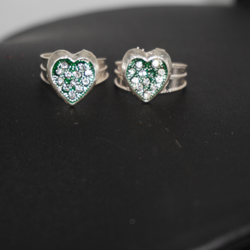 925 Silver Heart Shape Green Color Bichiya