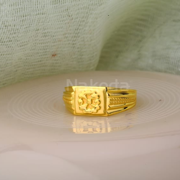 916 Gold CZ Hallmark Mens Stylish Plain Ring MPR19...