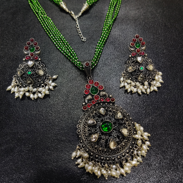 925 Silver Antique Kundan Work With Oxidise Polish... by Veer Jewels