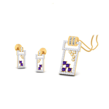 22k gold cz pero pendant set by 