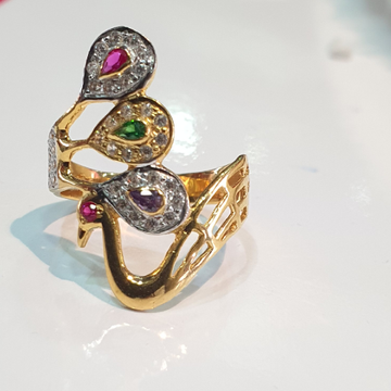 22K 91.6 Gold Peacock  Mini Diamond Fancy Ring by 