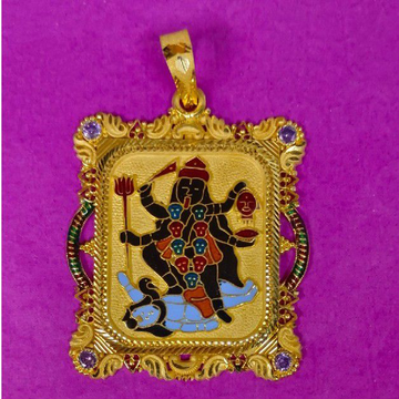 916 Gold Antique Mahakali Ma Minakari Pendant by Saurabh Aricutting