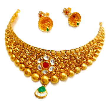 22k gold antique necklace set MGA - GN027