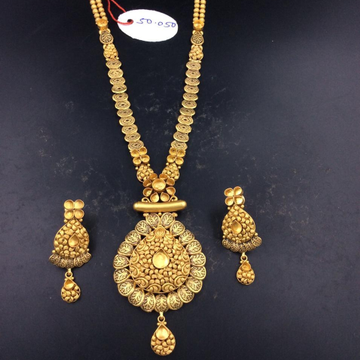 22K(916)Gold Ladies Antique Oxidised Long Set Khok... by Sneh Ornaments