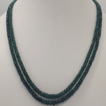 Natural green emeralds faceted round beeds necklace JSE0074