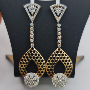 18 KT Hallmark Real Diamond  Long Fancy  Earing by Sangam Jewellers