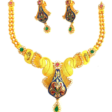 916 gold antique necklace set mga - gn015