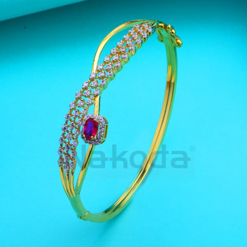 750 Gold CZ Hallmark Ladies Classic Kada Bracelet...