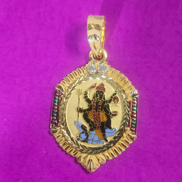 22k gold mahakali ma mina pendant by Saurabh Aricutting