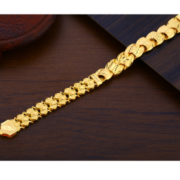 916 Gold CZ Mens Classic Plain Bracelet MPB302