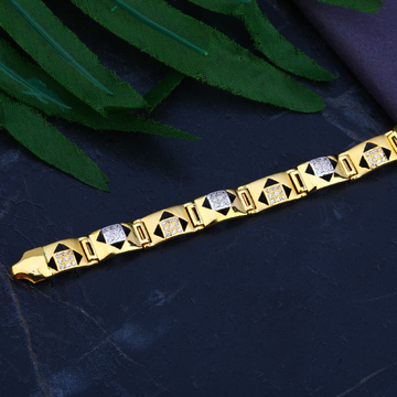 Mens 916 Gold Cz Bracelet-MCB61