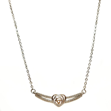 925 Sterling Silver Heart Shaped Necklace Chain MG...