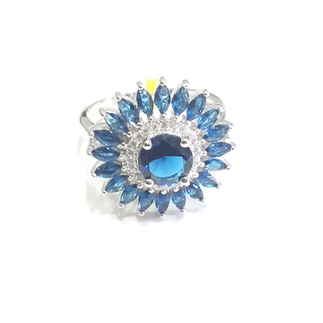 Silver 92.5 Blue Diamond Ladies Ring by 
