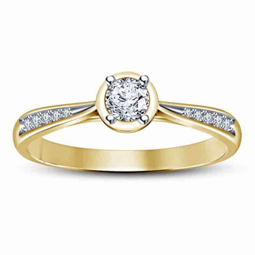18KT Yellow Gold Real Diamond Solitaire Ring by 