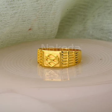 916 Gold CZ Mens Stylish Plain Ring MPR184