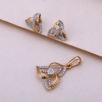 750 Rose Gold Cz Diamond Stylish Pendant Set RPS16...
