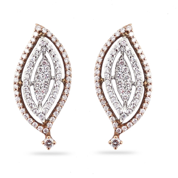 Rose Gold Leaves Design Diamond Earring  by 