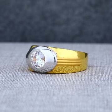 Mens 22ct fancy rodium solitaire gold ring-msr07