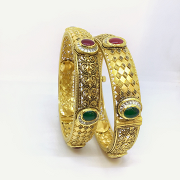 916 Gold Antique Color Stone Bangles by 