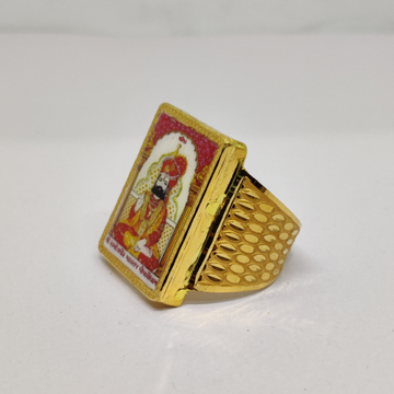 916 Gold Fancy Gent's Ramdev Pir Photo Mina Ring