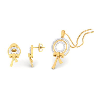 22k gold cz bow pendant set by 