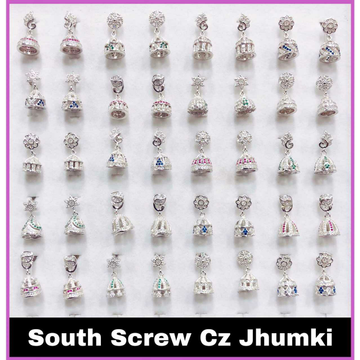 92.5 Sterling Silver South Screw Cz Jumkhi Butti M... by 