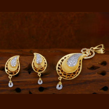 916 gold mango shape design pendant set by 