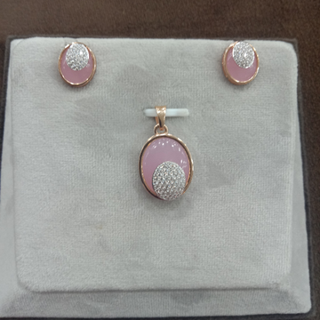 18 k Gold Pink Stone Pendant Set by Zaverat Jewels Hub Pvt. Ltd.