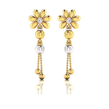 22KT Gold Flower Design Latkan Earring SO-E003 by S. O. Gold Private Limited