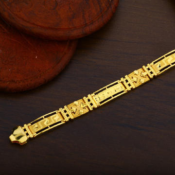 Mens 916 Gold Plain Daily Wear Cz Bracelet-MPB33
