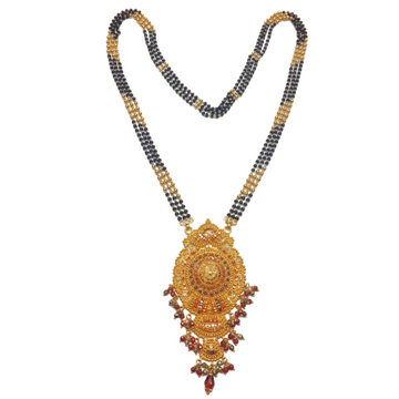 22k Gold Cross Black Beads Kalkatti Mangalsutra MG...
