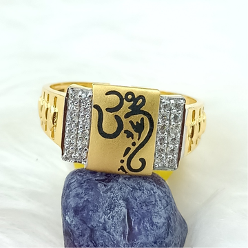 916 GOLD OM WITH CZ GENTS RING by Ranka Jewellers