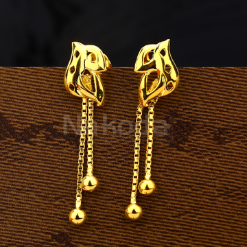 916 Gold Ladies Stylish Plain Earring LPE316