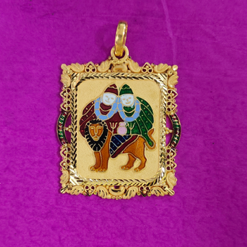 916 gold Chamunda ma mina pendant by Saurabh Aricutting