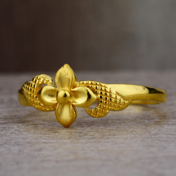 Ladies 22K Gold Flower Design Plain Ring -LPR34