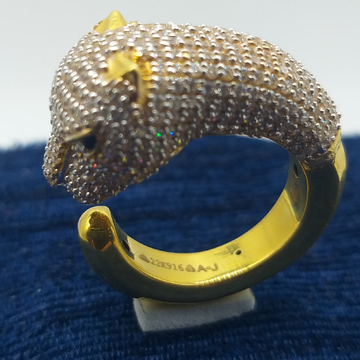 Gold Gents Hollow Diamond Ring in Panther Design by 