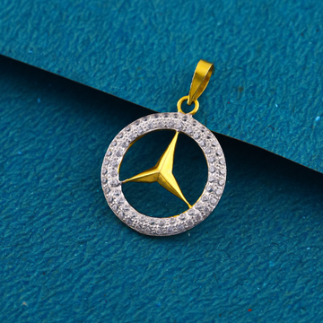 18K Exclusive Mercedes Logo CZ Diamond Gold Pendan... by 