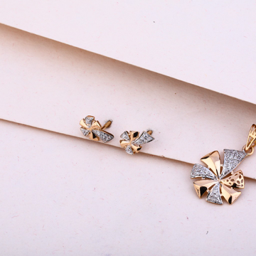 750 Rose Gold CZ Pendant Set RPS111