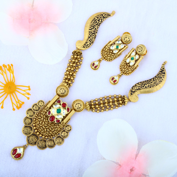 916 Gold Antique Jadtar Necklace Set STG - 0087