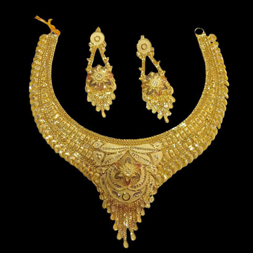 One gram gold Kolkati design necklace by 