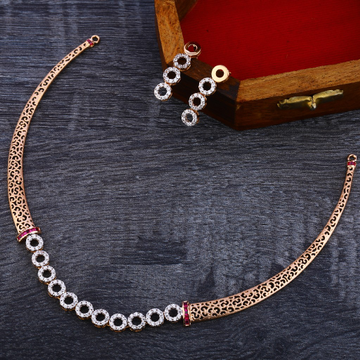 750 Rose Gold Cz Stylish Necklace RN144