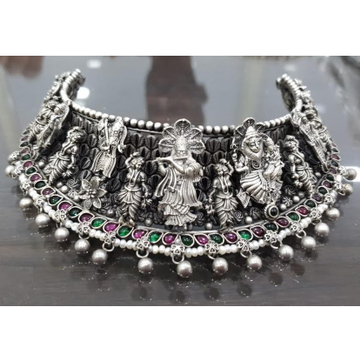 Pure Silver Temple Choker on Vishnu Avatars in Ant... by 