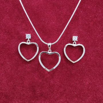 925 silver heart design hanging chain pendant set by 