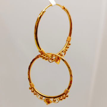 Gold Big Round Earrings by Ghunghru Jewellers