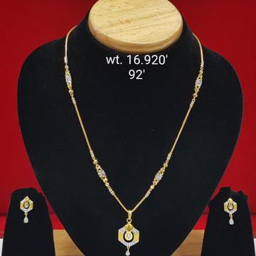 916 gold cz white Diamond Necklace set by Panna Jewellers