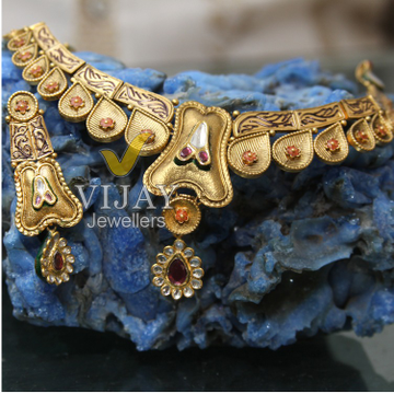 22KT Antique Designer Necklace Set For Ladies by 