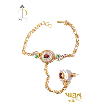 916 Gold Antique Hathpan with Adjustable Ring For... by 