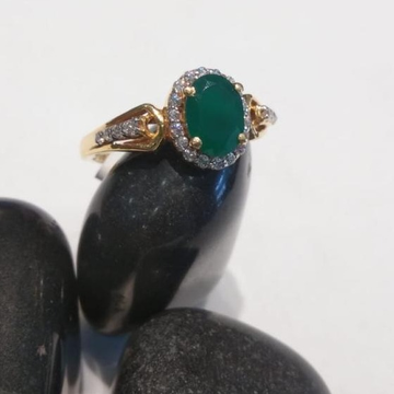 22KT Gold Green Stone Attractive Design Ring by 